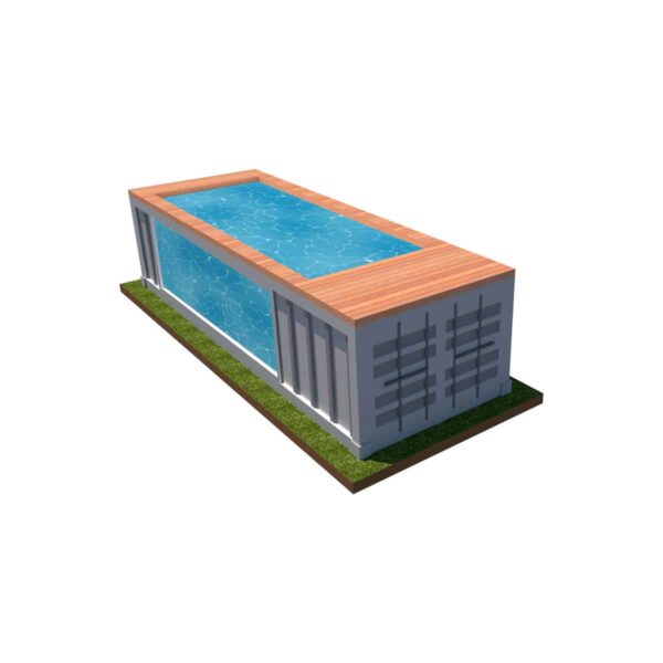 Piscina en contenedor acristalada