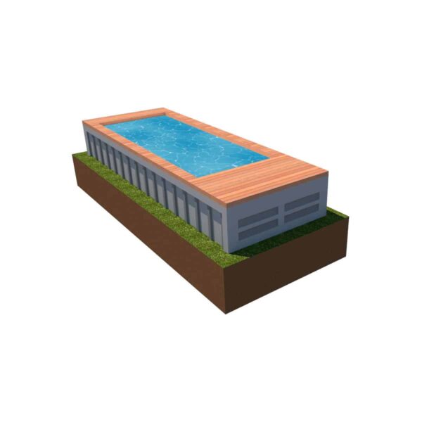 Piscina en contenedor semienterrada